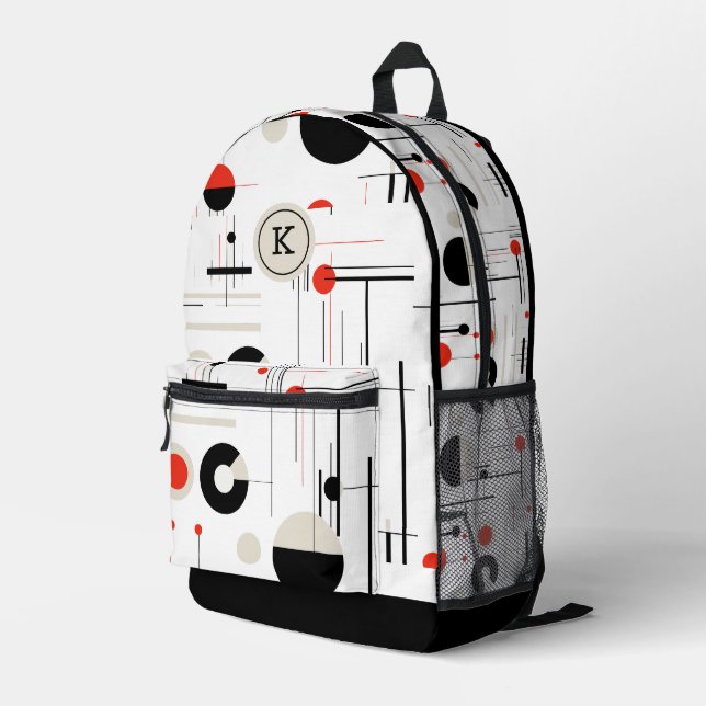 Mochila Impresa Imprenta monográfica de patrón geométrico en baudi (Esquina derecha trasera )