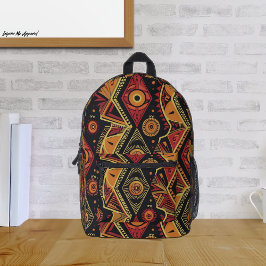 Mochila Impresa Impresión africana - Patrón negro, rojo amarillo a