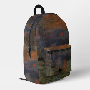 Mochila Impresa Impresión Amanecer de Claude Monet, Arte Vintage