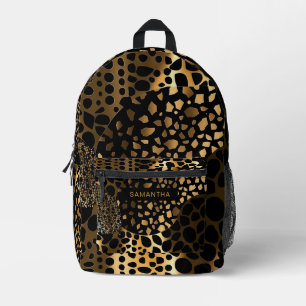 Mochila Impresa Impresión animal en negro y oro (2)