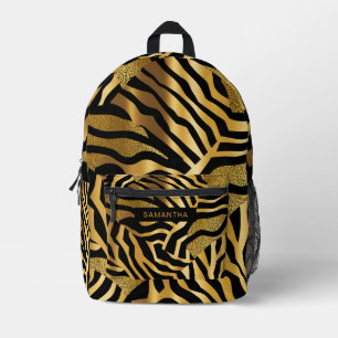 Mochila Impresa Impresión animal en negro y oro (4)