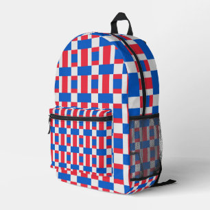 Mochila Impresa Impresión bloqueada de color rojo blanco y azul