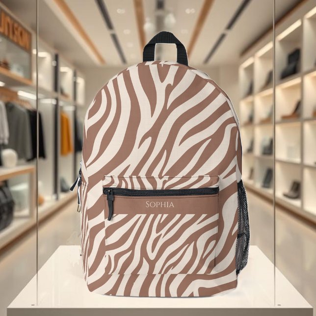 Mochila Impresa Impresión cebra-mousse Mocha (Zebra Print-Mocha Mousse Printed Backpack )