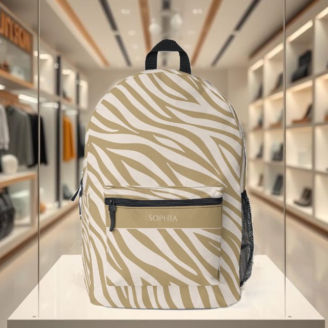 Mochila Impresa Impresión cebra-neutra- (Zebra Print-Neutral- Printed Backpack )