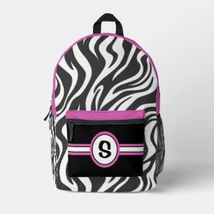 Mochila Impresa Impresión cebra personalizada y rosa caliente