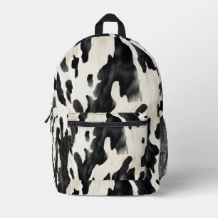Mochila Impresa Impresión de animal de vaca de crema negra