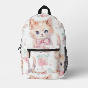 Mochila Impresa Impresión de animales dulces, rosados y blancos