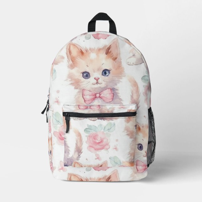 Mochila Impresa Impresión de animales dulces, rosados y blancos (Anverso)