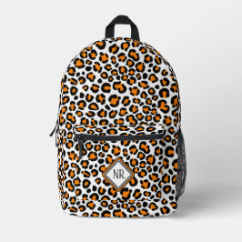 Mochila Impresa Impresión de chitas de leopardo blanco y Naranja