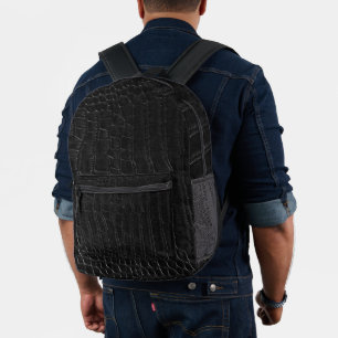 Mochila Impresa Impresión de cuero de cocodrilo caimán negro falso