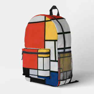 Mochila Impresa Impresión de la composición de Piet Mondrian en ro