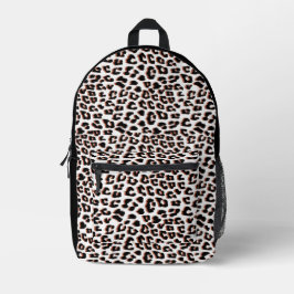 Mochila Impresa Impresión de leopardo blanco y marrón negro
