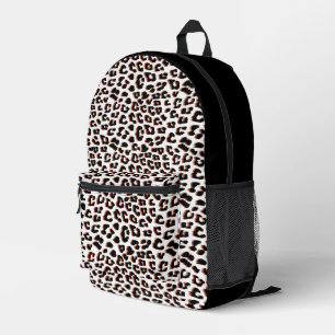 Mochila Impresa Impresión de leopardo blanco y marrón negro