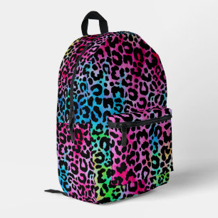 Mochila Impresa Impresión de leopardo colorida y neón divertida