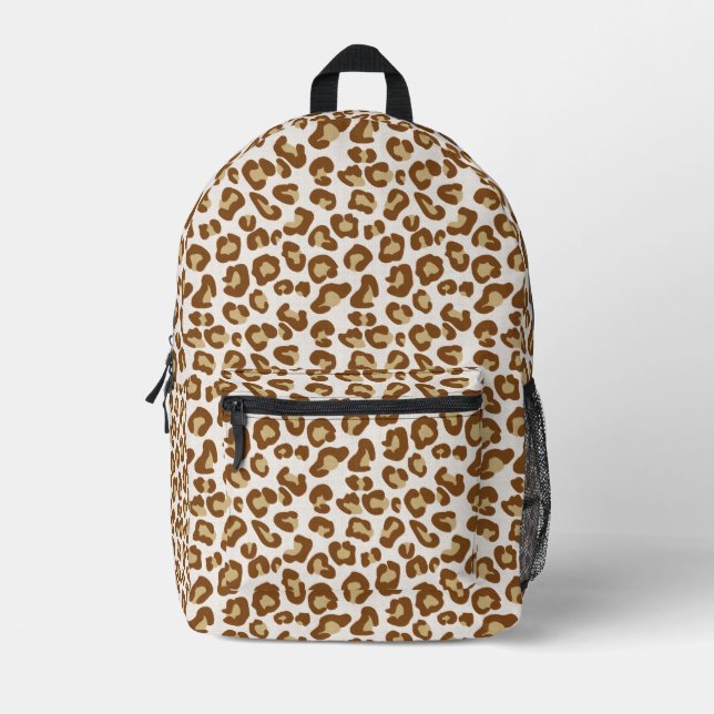 Mochila Impresa Impresión de leopardo de la nieve, beige, Tan y cr (Anverso)