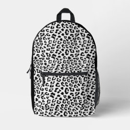 Mochila Impresa Impresión de leopardo en blanco y negro