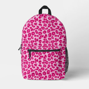 Mochila Impresa Impresión de leopardo en rosa pastel, rosa calient