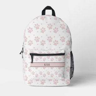 Mochila Impresa Impresión de tazas y pezuñas rosadas - Perro perso
