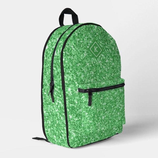 Mochila Impresa Impresión de textura purpurina de tono verde simpl (Esquina izquierda trasera)