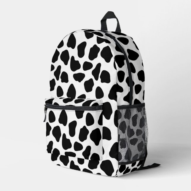 Mochila Impresa Impresión de vaca en blanco y negro (Esquina derecha trasera )