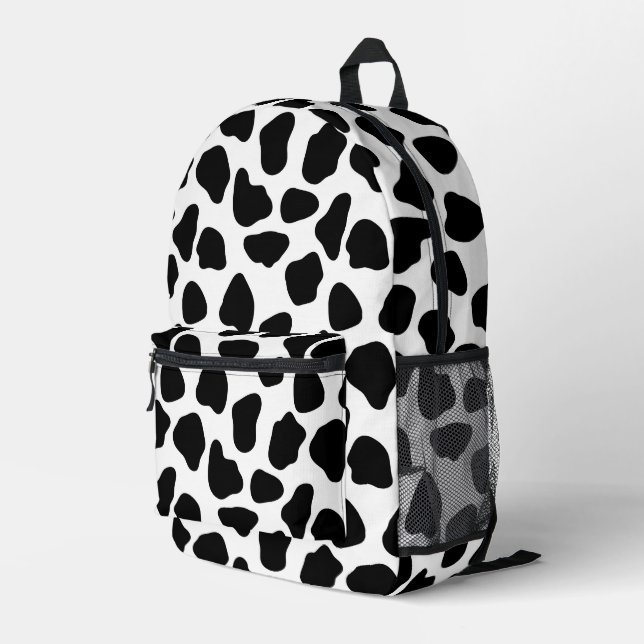 Mochila Impresa Impresión de vaca en blanco y negro (Esquina derecha trasera )