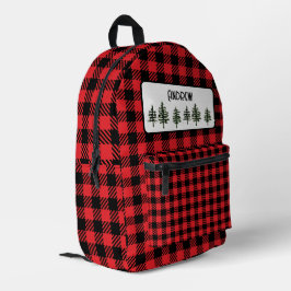 Mochila Impresa Impresión de verificación en negro y rojo