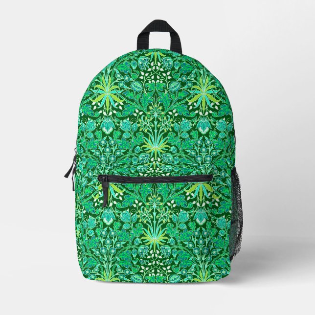 Mochila Impresa Impresión de William Morris Hyacinth, verde esmera (Anverso)