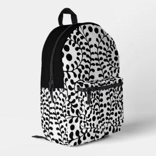 Mochila Impresa Impresión en blanco y negro bastante floreada