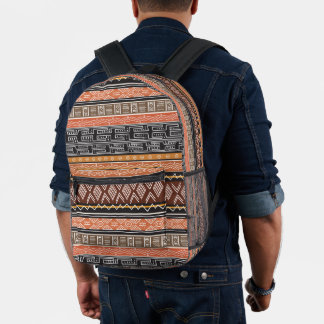 Mochila Impresa Impresión inspirada en el trapo afropop marrón