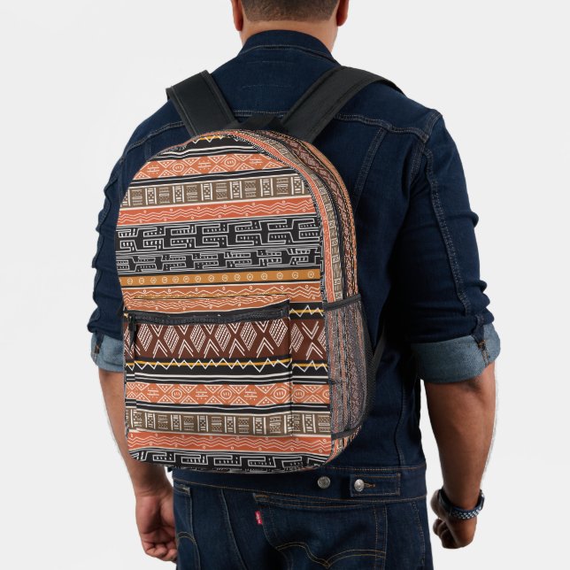 Mochila Impresa Impresión inspirada en el trapo afropop marrón (Insitu (Modelo))