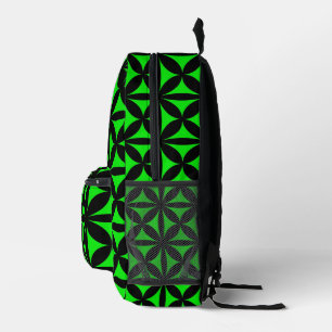 Mochila Impresa Impresión retro/negra impresionante y verde modern