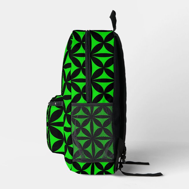 Mochila Impresa Impresión retro/negra impresionante y verde modern (Derecha)