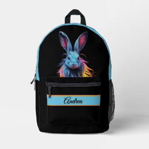 Mochila Impresa Impresionante conejo azul con nombre personal