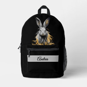 Mochila Impresa Impresionante conejo gris con nombre personal