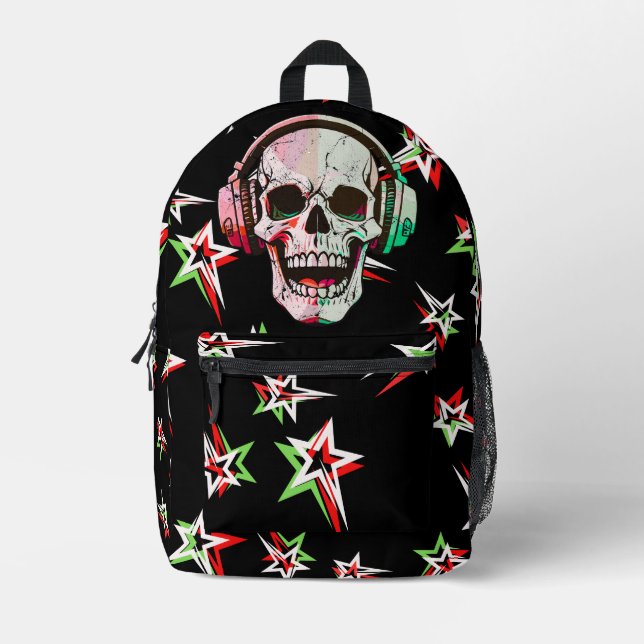 Mochila Impresa Impresionante cráneo de gradiente favorito de adol (Anverso)