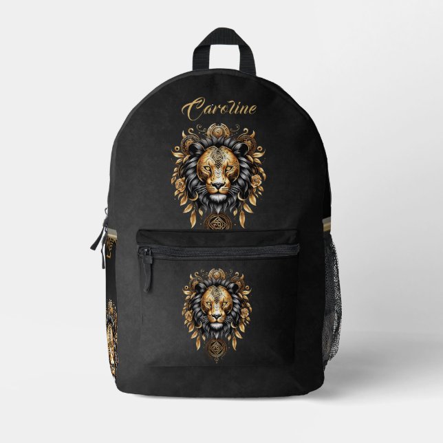 Mochila Impresa Impresionante majestuoso león (Anverso)