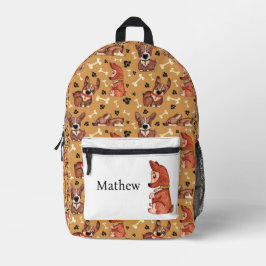 MOCHILA IMPRESA IMPRESIONES DE PAPEL DE PATRÓN DE PERROS Y NOMBRE