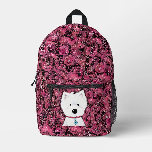 Mochila Impresa Impresiones Florales de KiniArt Fluffy Westie (Anverso)