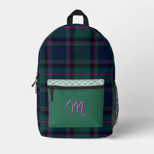 Mochila Impresa Impreso en monogramo de color Cooper Plaid