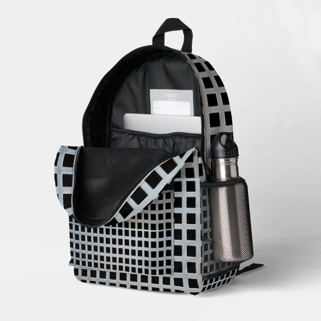 Mochila Impresa Imprimir Cortar Sew Bag Banda Blanco y Negro (Esquina trasera derecha (abierta))