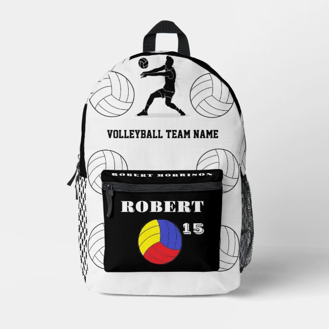 Mochila Impresa Imprimir Cut Sew Bag voleibol, blanco negro modern (Anverso)