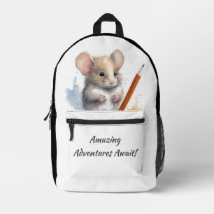 Mochila Impresa ¡Increíbles Aventuras Esperan! Ratón con lápiz