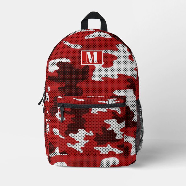 Mochila Impresa Indiana Crimson–White Classic Camo (Anverso)