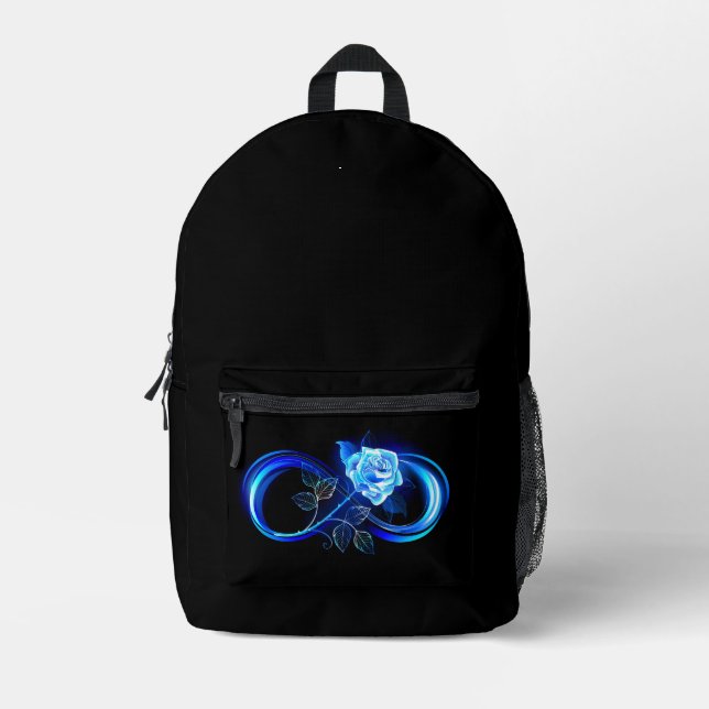Mochila Impresa Infinito brillante con rosa azul (Anverso)