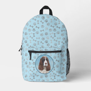 Mochila Impresa Inglés Springer Spaniel Pintura Original Perro Art