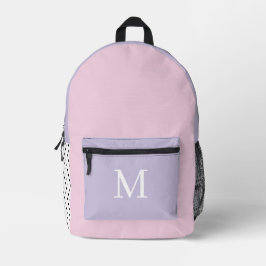 Mochila Impresa Inicial de monograma rosa y morado claro