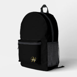 Mochila Impresa Inicial dorada negra personalizada elegante minima