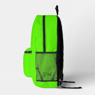 Mochila Impresa Iniciales de color sólido verde neón fluorescente