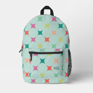 Mochila Impresa Iniciales de monograma azul claro y colorido