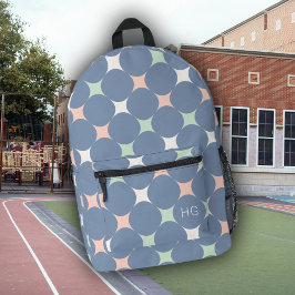 Mochila Impresa Iniciales de Monograma Azul Cute Girly Pastel